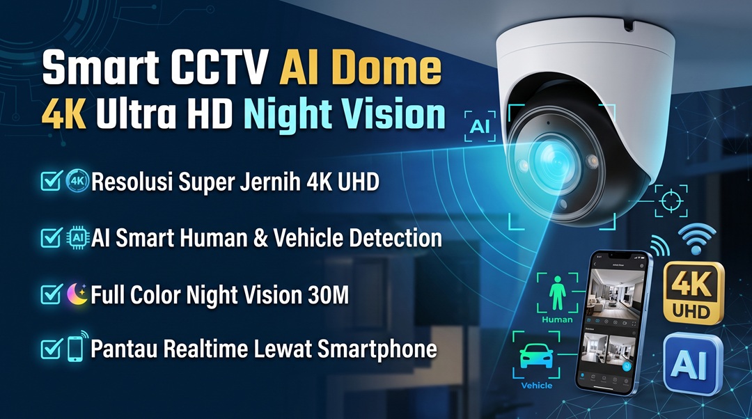 Smart CCTV AI Dome 4K Ultra HD Night Vision