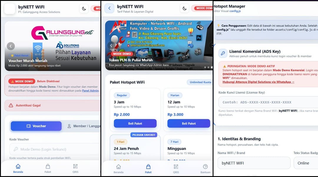 Template Login Page Hotspot MikroTik Modern Tailwind - Full Offline, Responsive Android iOS & Admin Panel